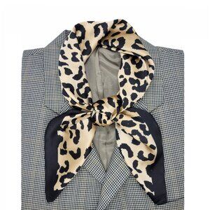 ✨Elegant Bandana Square Scarf Silky Satin Cheetah Print Leopard Head Neck New